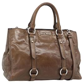 Borsa Miu Miu in pelle 2way Marrone Argento Auth yk20645M