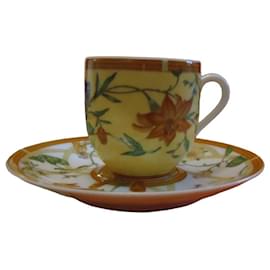 Hermès Floral Ceramic Cup and Saucer Set