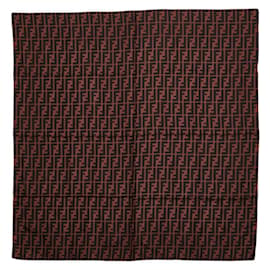 Fendi Zucca Brown Silk Scarf