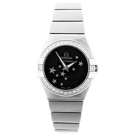 Omega Constellation 123.15.24.60.01.001 92203020 SS QZ Reloj con Esfera Negra