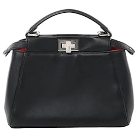 Fendi Peekaboo Mini Leather 2Way Handbag in Black 8BN244