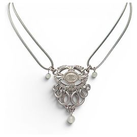 COLLANA CHRISTIAN DIOR MOTIVO INLAIATURA IN MADREPERLA ANELLI PERLE DI VETRO