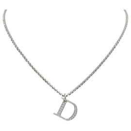 NUEVO COLLAR DIOR CHAINE LOGO D STRASS 39 CM EN METAL PLATEADO - Dior