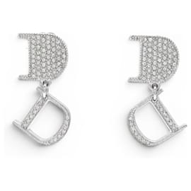 NEUE CD LOGO STRASS HÄNGENDE OHRRINGE SILBERMETALL - Dior
