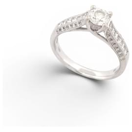 Autre Marque SOLITÄRRING T53 AUS 18K WEIẞGOLD 4.5GR BESETZT MIT 41 DIAMANTEN 1.04CT GOLD RING