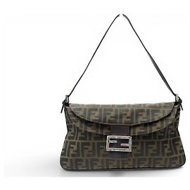 BORSA VINTAGE FENDI BAGUETTE DOUBLE FLAP 26796 TELA ZUCCA