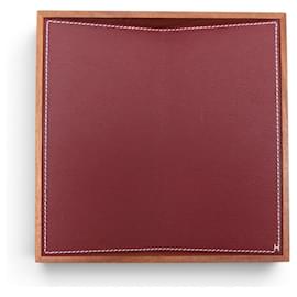 NEW HERMES PLEIADE CHANGE TRAY TAURILLON LEATHER & MAHOGANY WOOD - Hermès