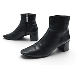 NUOVI STIVALETTI CON TACCO SAINT LAURENT 500312 38 IN PELLE INVECCHIATA NERA