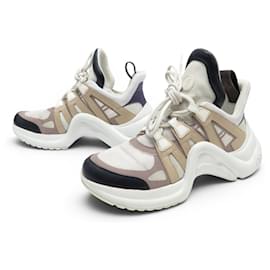 ZAPATILLAS LOUIS VUITTON ARCHLIGHT LV 1A7ROA LIENZO & CUERO BLANCO 38.5