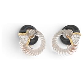 ORECCHINI BOUCHERON ONIX CRISTALLO DI ROCCA E DIAMANTI ORO GIALLO