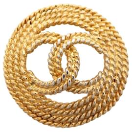 SPILLA VINTAGE CHANEL LOGO CC COL28 VICTOIRE DE CASTELLANE 1986 PLACCATA ORO - Chanel