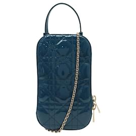NUOBO SACCA PORTATELÉFONO CHRISTIAN DIOR LADY PELLE LACCATA BLU BAG