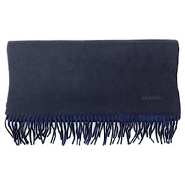 NUEVA BUFANDA HERMES REVERSIBLE CON FLECOS 100% CACHEMIRA AZUL MARINO - Hermès