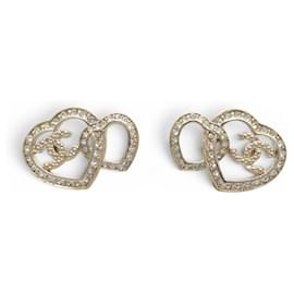 NEUE CHANEL DOUBLE HEART CC LOGO STRASS ABB666 OHRRINGE - Chanel