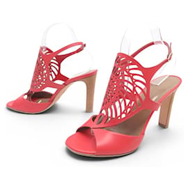 NUEVOS ZAPATOS HERMES NAUTILUS STILETTOS 40 CUERO ROJO CORTE LÁSER - Hermès
