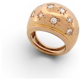 Autre Marque DOME RING 12 STERNGEFASSTE DIAMANTEN 0.39CT 43 IN 18K GELBGOLD PINKY RING