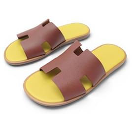 NUOVE SANDALI HERMES IZMIR H221824ZH 40.5 PELLE GOLD GIALLO - Hermès