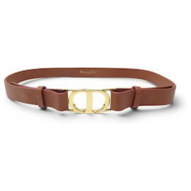 NUEVO CINTURÓN CHRISTIAN DIOR MONTAIGNE HEBILLA LOGO CD CUERO MARRÓN T65 - Christian Dior