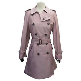ABRIGO IMPERMEABLE BURBERRY ROSA VIEJO 38 M CON CINTURÓN TRENCH COAT
