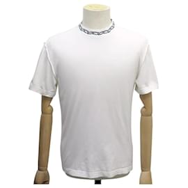 NUOVA MAGLIETTA LOUIS VUITTON CON COLLO A MOTIVO CATENA RM201M XS 42 IN COTONE BIANCO TOP