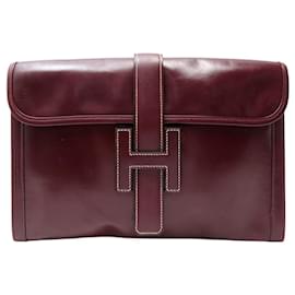 Hermès BORSA HERMES JIGE ELAN PM in pelle Box Rouge Bordeaux clutch bag