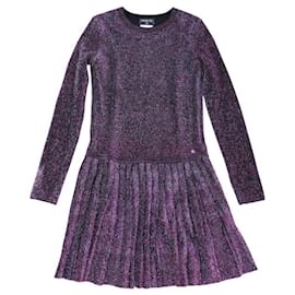 NEUES CHANEL P50478K06409 METALLISIERTE VISKOSE-STRICKKLEID 36 NEW DRESS - Chanel