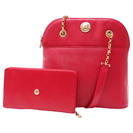 Chloé BORSA A MANO VINTAGE CHLOE IN PELLE ROSSA CON CATENA + PORTAFOGLIO COORDINATO