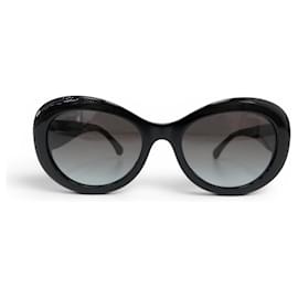 GAFAS DE SOL CHANEL OVALADAS LOGO CC 5469-B PLÁSTICO NEGRO - Chanel