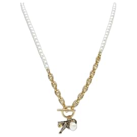 NUEVO COLLAR DIOR PANTHER SAUTOIR STRASS PERLAS 69.5CM METAL DORADO - Dior
