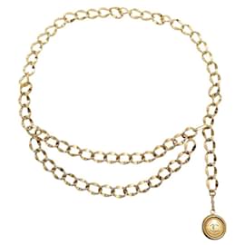 VINTAGE CHANEL CAMBON MEDAILLON KETTEN GÜRTEL 70'S T90 GOLDTON METALL