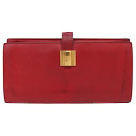 Hermès CARTERA VINTAGE HERMES SAUMUR DIANE CUERO ROJO 94 RED LEATHER WALLET