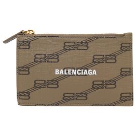 NEW BALENCIAGA BB MONOGRAM 640535 COATED CANVAS CARDS HOLDER
