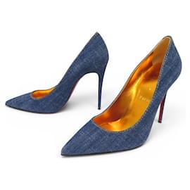 NUOVE SCARPE CHRISTIAN LOUBOUTIN KATE DENIM BLU 38 DECOLTÉ SHOES