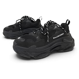 NEUF CHAUSSURES BALENCIAGA TRIPLE S 524036 BASKETS 38 NOIR SNEAKERS SHOES