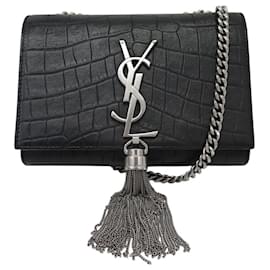 SAINT LAURENT KATE TASSEL 354120 SCHWARZES LEDER SCHULTERTASCHE HAND BAG