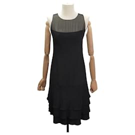 CHANEL ÄRMELLOSETES KLEID P20734W03133 M 38 AUS SCHWARZER SEIDE - Chanel