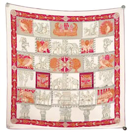 VINTAGE HERMES TORANA ANNIE FAIVRE CARRÉ 90 SEIDENSCHAL ROSA - Hermès