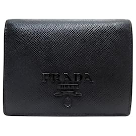 Carteira Pequena PRADA LOGO em Couro Saffiano Porta Moedas e Cartões - Prada