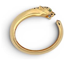 BRACCIALE CARTIER PANTHERE TSAVORITE GRANATO ONIX 17CM ORO GIALLO 18K 86G BANGLE