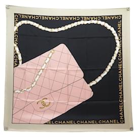NUEVO Pañuelo CHANEL TIMELESS CHAIN LOGO CC CUADRADO 90 TWILL DE SEDA - Chanel