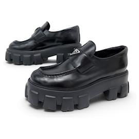 NUOVI MOCASSINI PRADA MONOLITH 1D649M 38 IT 39 FR PELLE NERA - Prada