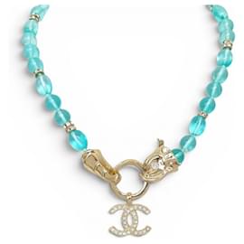 NUOVO CHOKER CHANEL DRAGO PESCE LOGO CC STRASS PERLE - Chanel