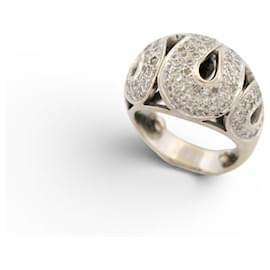 DOME SCHLANGENMOTIV RING 130 DIAMANTEN 0.8CT GRÖSSE 48 IN 18K WEISSGOLD 14.4GR GOLD RING - Autre Marque