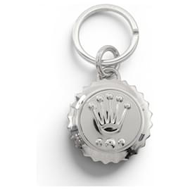NUOVO PORTACHIAVI ROLEX LOGO CORONA ACCIAIO PALLADIO SILVERED CROWN KEY RING