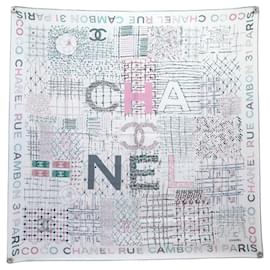 NEUER CHANEL TWILL TWEED LOGO CC CAMBON CARRE 90 SEIDENSCHAL ROSA - Chanel
