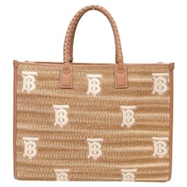 NUOVA BORSA BURBERRY FREYA PAILLE BB IN RAFIA BEIGE