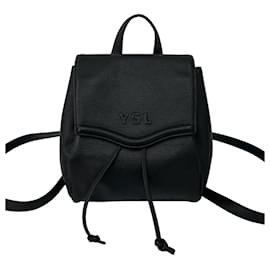 Sac à dos à cordon en cuir avec logo vintage Yves Saint Laurent