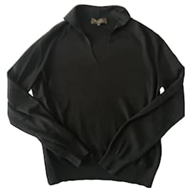 Loro Piana Wollpullover Schwarz V-Ausschnitt