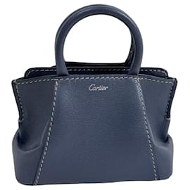 Cartier Micro C Handtasche aus blaugrauem Taurillon-Leder