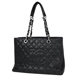 Borsa Tote Chanel in pelle di vitello martellata nera